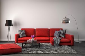 Ideia Decorar interior with red sofa. 3d illustration Áries 2